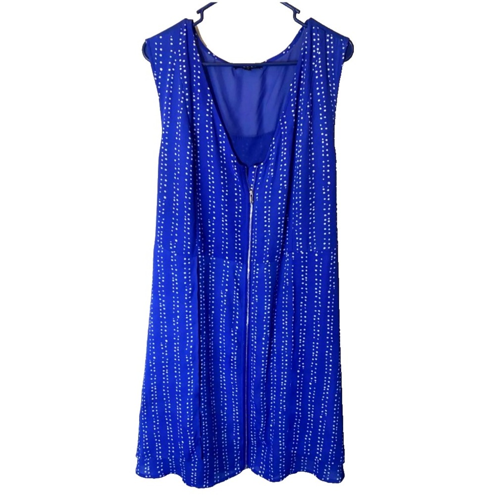 Rebel Wilson Angels Womens Plus‎ Size Dress Blue Sleeveless 3X Zipper Vneck Ties